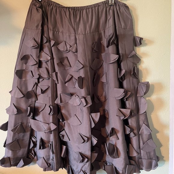 Garnet Hill Silk Skirt in Grey 8P - Picture 1 of 4